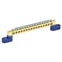 Шина "N" нулевая 8х12мм на двух угловых синих изоляторах 16 групп  11-2337