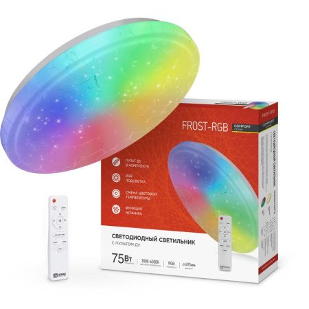 Светильник светодиодный COMFORT FROST-RGB 75Вт 230В 3000-6500К 4400лм 495х85мм с пультом ДУ  4690612044644