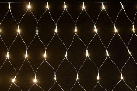 Гирлянда "Сеть" 1.5х1.5м 160LED тепл. бел. IP20 провод прозр. 230В с контроллером 8 режимов  LGDB410-1-160-L1-T-S-44