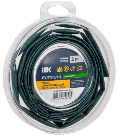 Трубка термоусадочная ТТУ нг-LS 5/2.5 зел. (уп.2м)  UDR12-005-D25-002-K06-T