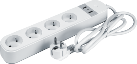 Удлинитель 4х1.5м 16А Smart Home с заземл. 2хUSB с управлением по WI-FI бел.  95132