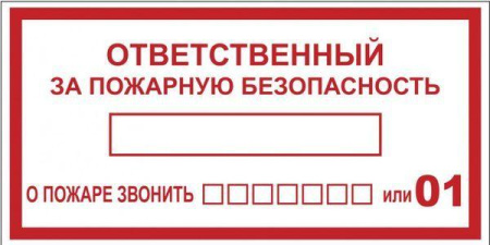 Наклейка "Ответственный за пожарную безопасность" B03 100х200мм PROxima  an-4-05