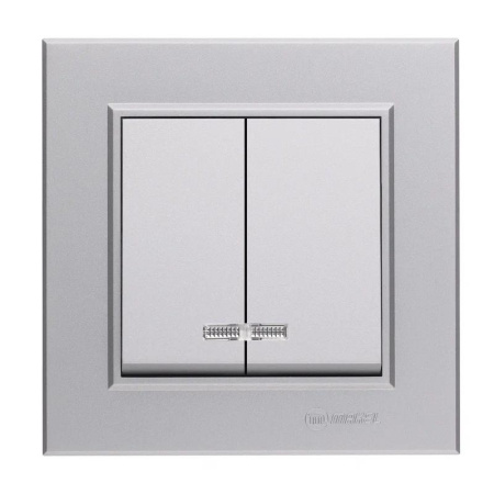 Выключатель 2-кл. СП Karea 10А IP20 сереб. с подсветкой  56065023