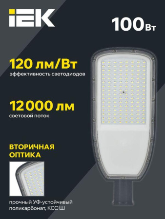 Светильник светодиодный ДКУ 1004-100Ш 3000К IP65 уличный консольный сер.  LDKU1-1004-100-3000-K03