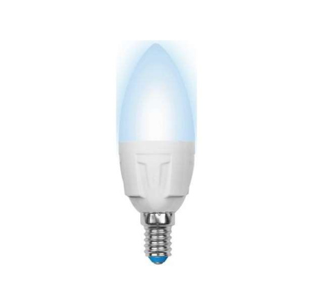 Лампа светодиодная LED-C37 7W/NW/E14 /FR PLP01WH Яркая 7Вт свеча матовая 4000К нейтр. бел. E14 (упак. картон)  UL-00002411