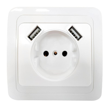 Розетка 1-м Classico 2047 IP20 с заземл. с 2-мя USB бел.  4690612035246