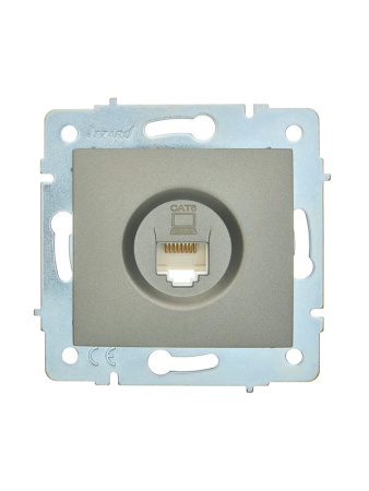 Розетка компьютерная 1-м СП ASTI IP20 RJ45 механизм Cat 6e платина.  7081-3588-140