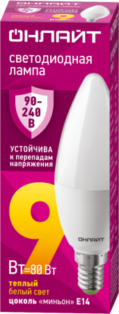 Лампа светодиодная 90 537 OLL-C37-9-230-2.7К-E14-FR PRO 90-240В  90537
