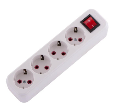 Колодка удлинителя 4-м с заземл. Lila с выкл.  720-0400-402