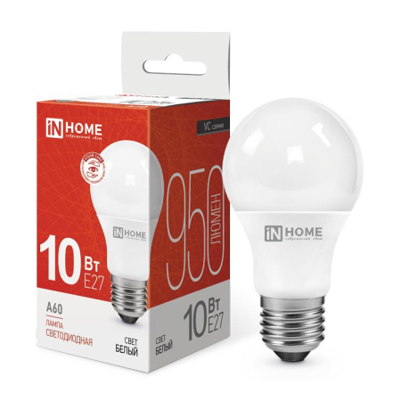 Лампа светодиодная LED-A60-VC 10Вт грушевидная 4000К нейтр. бел. E27 950лм 230В  4690612020211