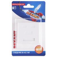 Розетка сетевая LAN на стену 2 гнездо 8Р8С (RJ-45) 5кат.  06-0105-C