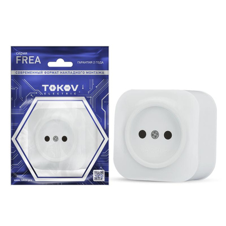 Розетка 1-м ОП Frea 16А IP20 250В без заземл. АБС-пластик бел.  TKE-FR-R1-C01