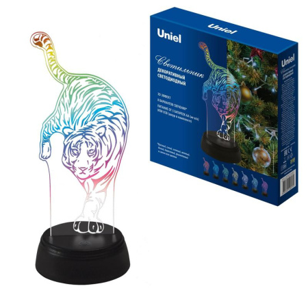 Светильник декоративный ULI-M506 RGB/3AA TIGER/BLACK с эффектом 3D "Тигр" 3AA (не в/к) 1 светодиод RGB свет  UL-00008401
