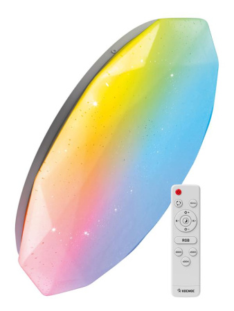 Светильник светодиодный PREMIUM DIAMOND-RGB 75Вт 230В 3000-6500К 6000лм IP40 502х83мм настенно-потолочный управляемый с пультом ДУ с RGB подсветкой  KSDiamRGB75W