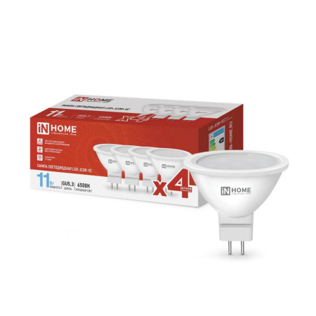 Лампа светодиодная LED-JCDR-VC 4PACK 11Вт 230В GU5.3 6500К 990лм (уп.4шт)  4690612047959