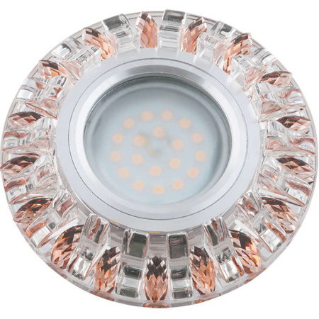 Светильник декоративный Luciole DLS-L121 GU5.3 CHROME/CLEAR+BRONZE GU5.3 встраив. доп. светодиод. подсветка 3Вт без лампы основание метал. хром отделка кристалл прозр. с элементами бронз.  UL-00000368