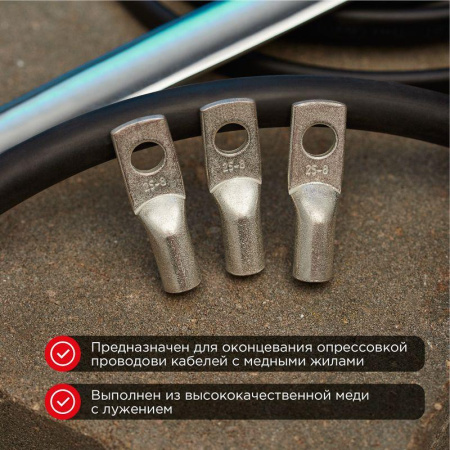Наконечник медный луженый ТМЛ 25кв.мм 25-8-7 d8мм ГОСТ 7386-80 (уп.10шт)  07-5313-3
