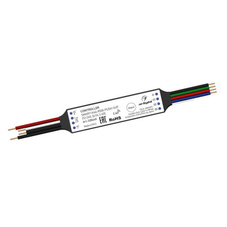 Контроллер SMART-K46-RGB-PUSH-SUF (12-24В 3х1А 2.4G) пластик  028440