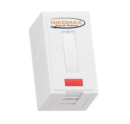 Розетка 1 порт кат.5E (класс D) 100МГц RJ45 (8P8C) FT-TOOL/110/KRONE T568A/B полный экран со шторкой бел.  NMC-WO1SD2-FT-ST-WT