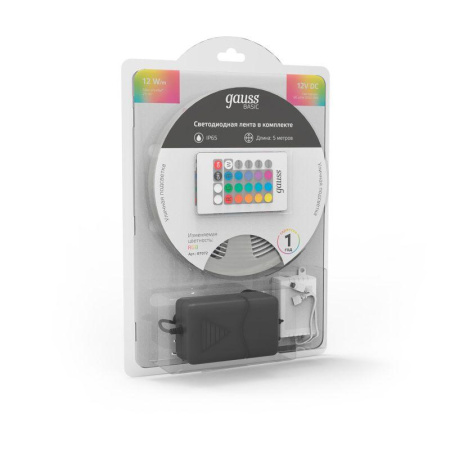 Лента светодиодная Basic 5050/60-SMD 12Вт RGB IP65 780лм/м 12В 10мм драйвер (уп.5м)  BT072
