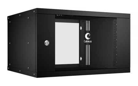 Шкаф телекоммуникационный настенный разборный LIGHT WSC-05D-6U55/45-BK 19дюйм 6U дверь стекло черн.  10172c