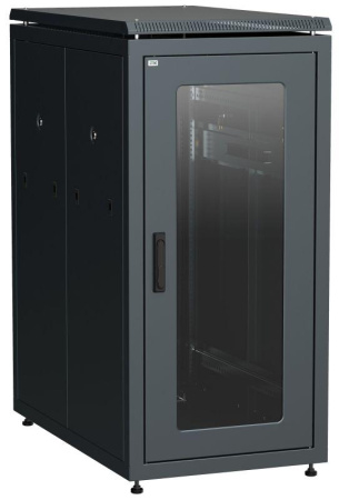 Шкаф сетевой 19дюйм  LINEA N 28U 600х1000мм стеклянная передняя дверь черн.  LN05-28U61-G