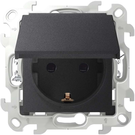 Розетка 1-м СП  24 16А IP44 2P+E Push&Go механизм графит  2420448-038