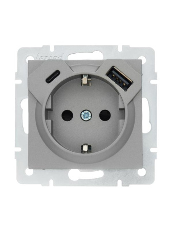 Розетка Vesna с заземл. TC+USB разъем платина  742-3588-181TC
