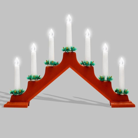 Горка новогодняя 7 свечек (7LED) тепл. бел. 0.5Вт 220-240В IP20 красн.  501-082