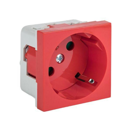 Розетка 45х45 PRO 45град. с заземл. красн.  E6MR16-028-70-45