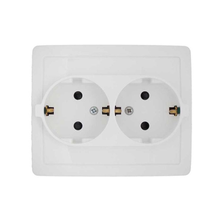 Розетка 2-м СП 15 16А IP20 250В с заземл. Schuko защ. шторки винт. клеммы бел.  1590451-030