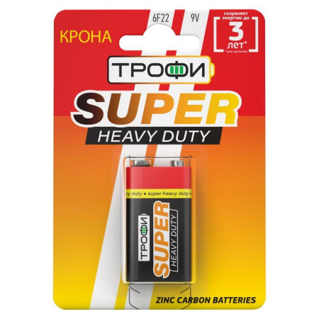 Элемент питания солевой "крона" 6F22-1BL (блист. 1шт)  Б0023144