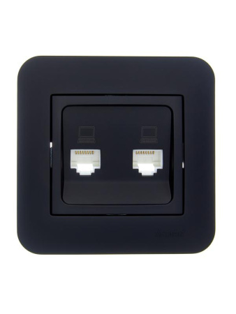 Розетка компьютерная 2-м СП ASTI IP20 RJ45 в сборе черн. бархат  7081-4242-141