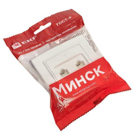 Розетка компьютерная + телефонная 2-м СП Минск RJ45 + Phone бел. Basic  ERK00-135-10