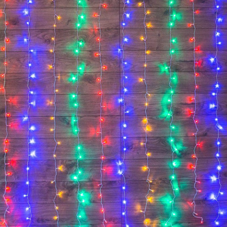 Гирлянда светодиодная "Светодиодный Дождь" 2х3м 240LED мультиколор 12Вт 230В IP20 свечение с динамикой провод прозр.  235-069