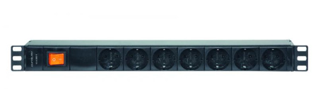 Блок распределения питания базовый 1U 10/230 7 Schuko разъем C14 выключатель  60A-61-02-07BL