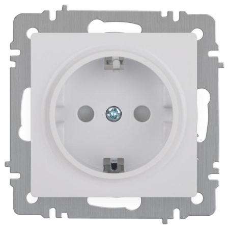 Розетка  Accent 6-206-01 2P+E Schuko со шторками 16А-250В IP20 СУ AL/CU бел.  Б0063506