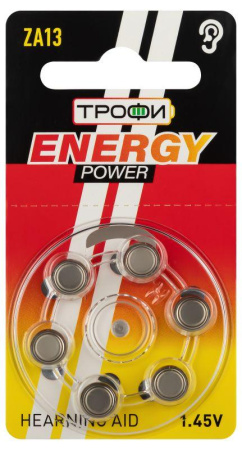Элемент питания воздушно-цинковые для слухового аппарата ZA13-6BL ENERGY POWER Hearing Aid (блист.6шт)  Б0057976
