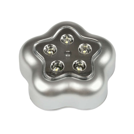 Светильник-ночник DTL-359 ок-B/Silver/5LED/3ААА пушлайт питание от 3-х батареек ААА (в комплект не входят) серебр.  UL-00001991