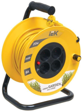 Удлинитель на катушке 4х20м без заземл. 6А IP20 Garden УК20 2х0.75 термозащита  WKP23-06-04-20