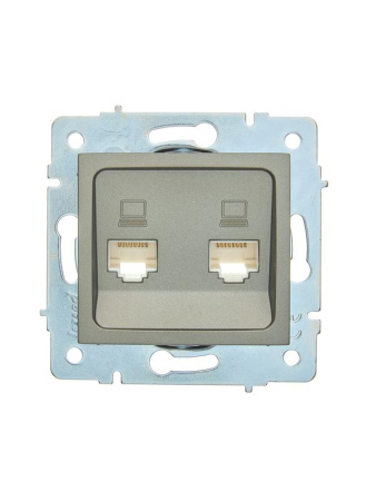 Розетка компьютерная 2-м СП ASTI IP20 RJ45 механизм платина.  7081-3588-141