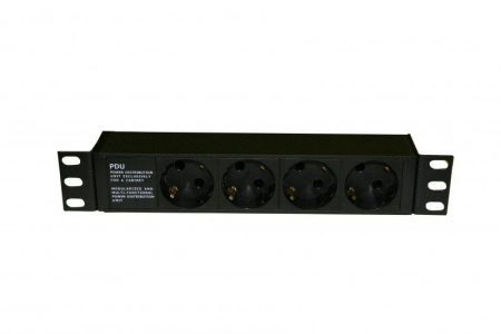 Блок розеток SHE10-4SH-IEC 10дюйм 250В 1U 16А 4 розетки Schuko алюм. корпус разъем IEC 60320 C14  255009