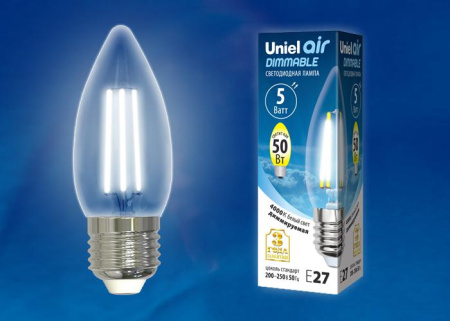 Лампа светодиодная LED-C35-5W/NW/E27/CL/DIM GLA01TR Air диммир. картон  UL-00003642