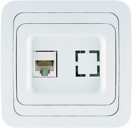 Розетка компьютерная 1-м СП Mimoza 16А IP20 бел./бел.  12035