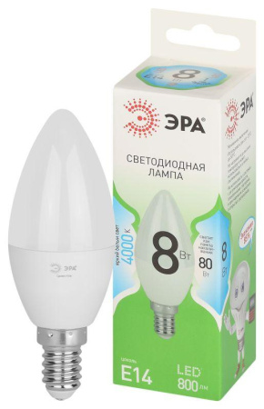 Лампа светодиодная GREEN LINE B35-8W-840-E14 GL E14 8Вт свеча яркий свет бел.  Б0067100