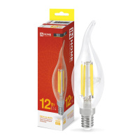 Лампа светодиодная филаментная LED-СВЕЧА НА ВЕТРУ-deco свеча на ветру прозрачная 12Вт 230В E14 3000К 1350лм  4690612055992
