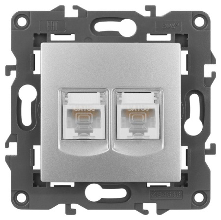 Розетка компьютерная 2-м Elegance 14-3108-03 RJ45 IP20 механизм алюм.  Б0034310