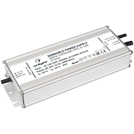Блок питания ARPV-UH24400-PFC-0-10V 24В 16.7А 400Вт IP67 метал. 7 лет  031043