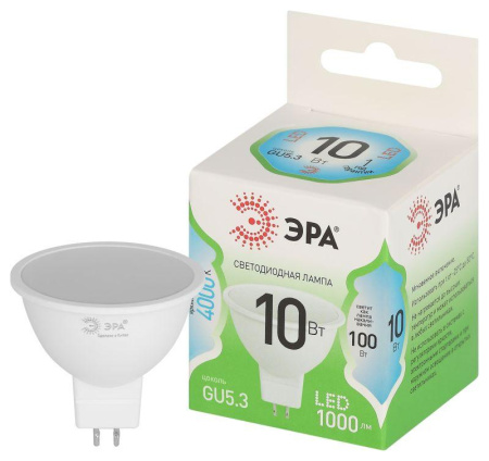 Лампа светодиодная GREEN LINE MR16-10W-840-GU5.3 GL GU5.3 10Вт софит яркий свет бел.  Б0067064
