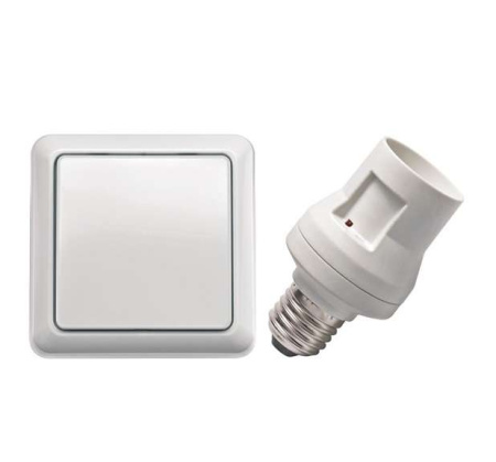 Выключатель настенный беспроводной 1-кл. СП 0.45А IP20 AWST-8800/AFR-060 + патрон бел.  71122 6